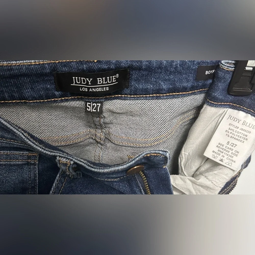 Judy Blue High-Waist Destroyed Cuff Boyfriend Fit Jeans - Size 5/27, Like New - Picture 2 of 10